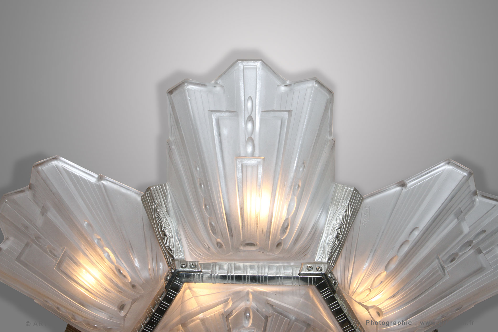 Vasque Lustre Signé J. Robert - Art Déco - Très Bon État